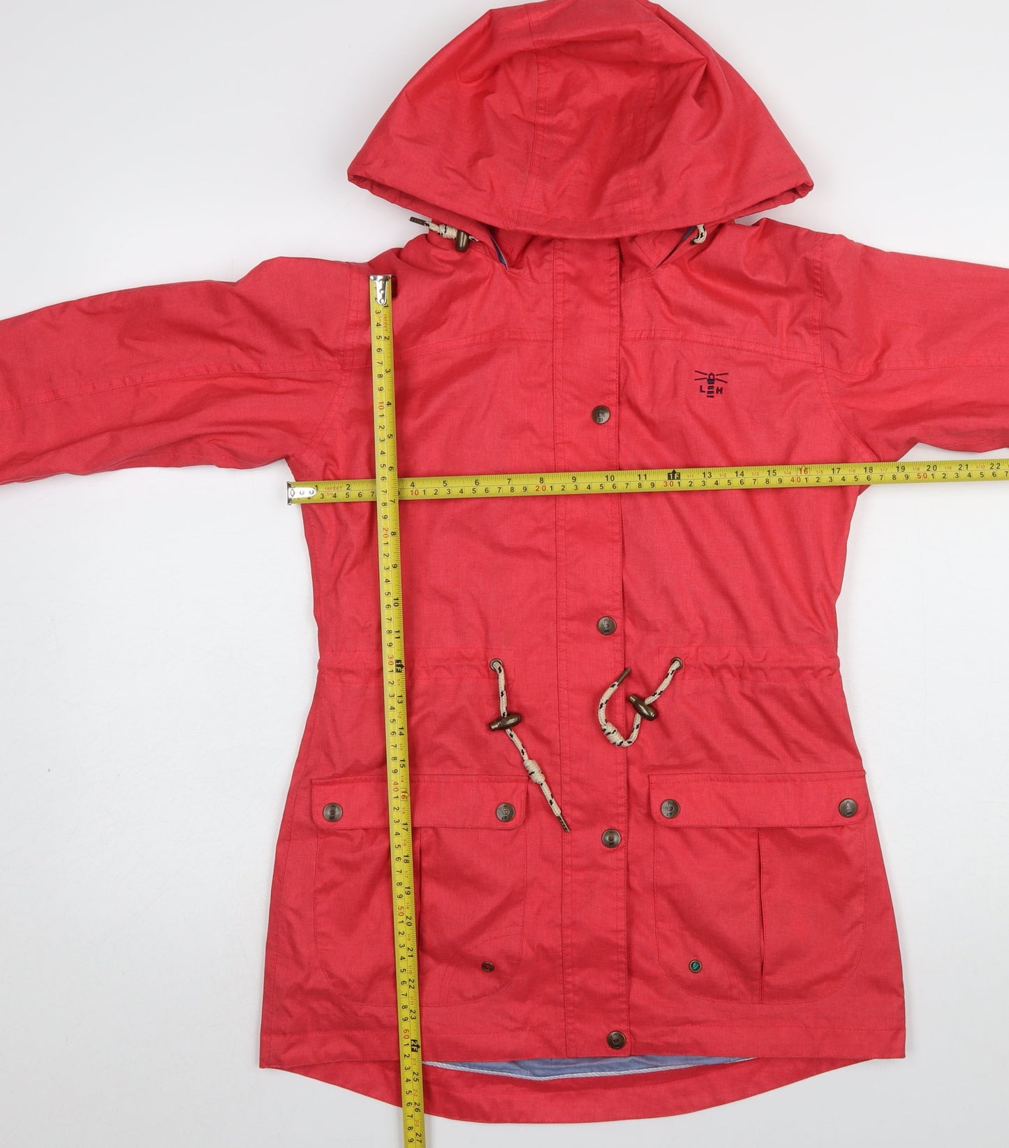 Lighthouse Women's Red Hooded Anorak Jacket Size 8 Waterproof Mid-Length