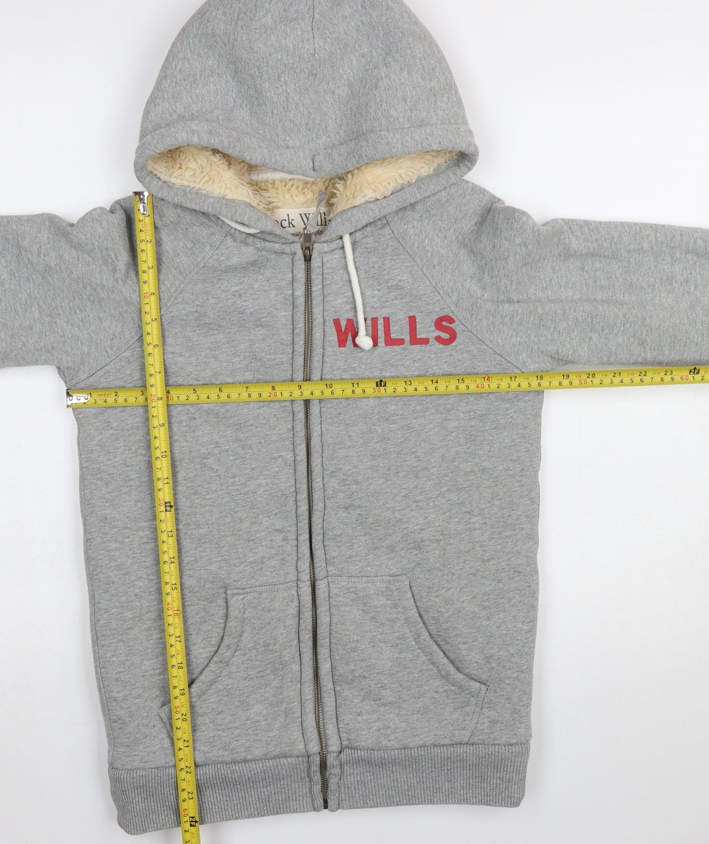 Jack Wills Women's Grey Full Zip Hoodie UK 10 Fleece Lined Casual Sweatshirt