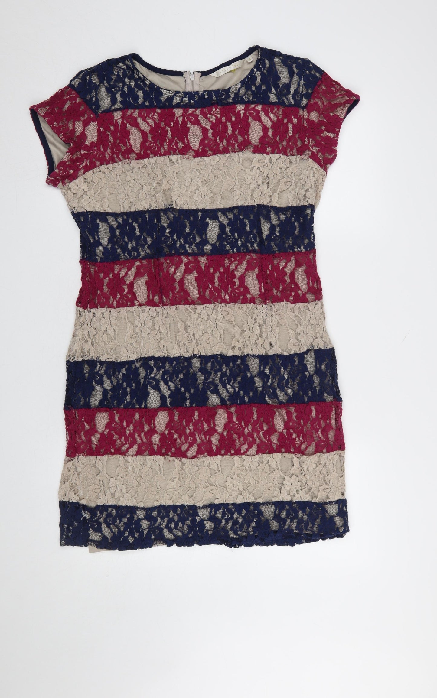 Epiogue Women's Beige Blue Red Lace Short Bodycon Dress Size 16