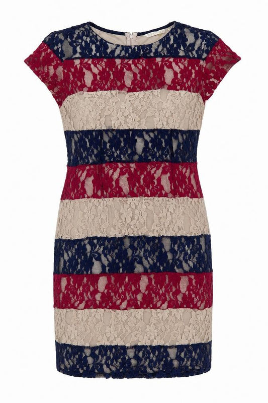 Epiogue Women's Beige Blue Red Lace Short Bodycon Dress Size 16