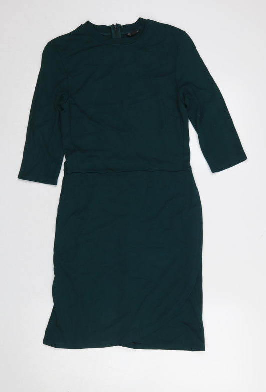Topshop Women Green Size 10 Bodycon Knee Length Dress