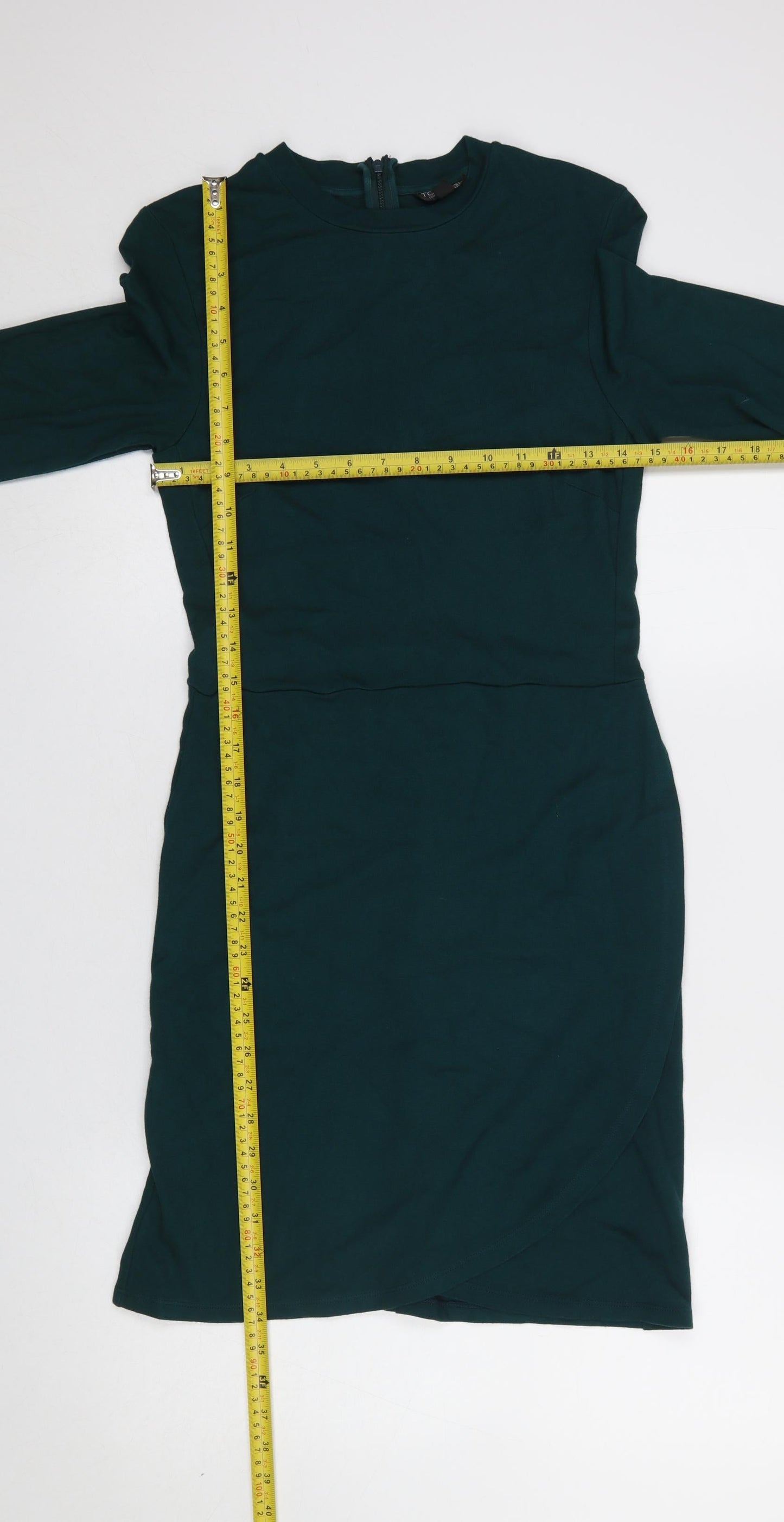 Topshop Women Green Size 10 Bodycon Knee Length Dress