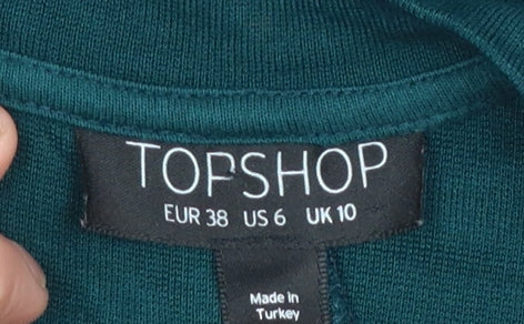 Topshop Women Green Size 10 Bodycon Knee Length Dress