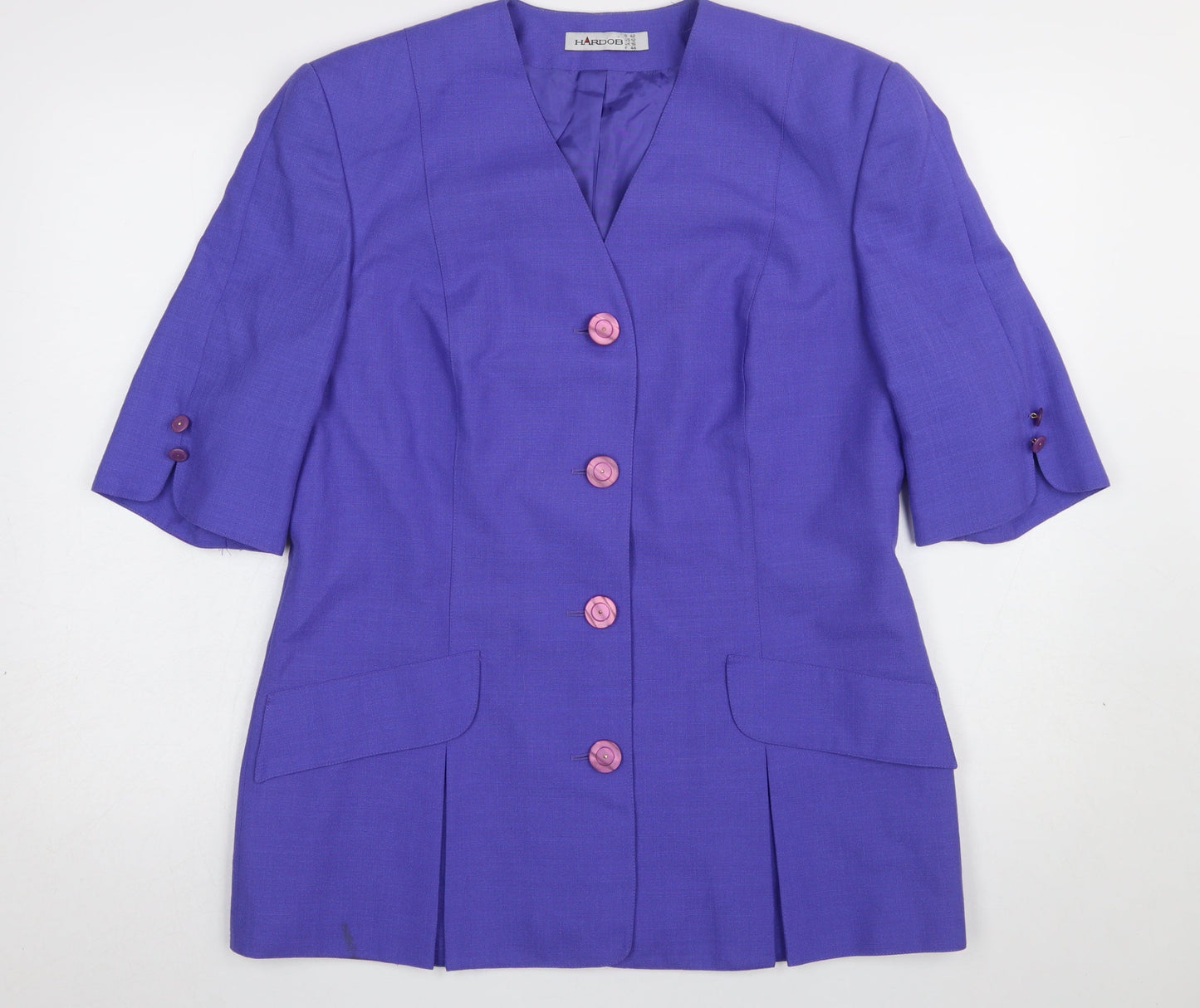 Hardob Women’s Purple Short Sleeve Blazer UK 16 Classic Lined Jacket