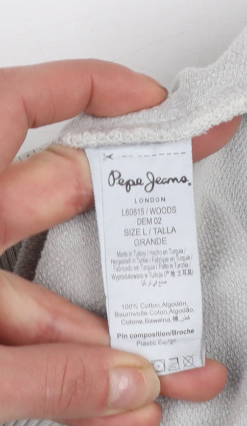Pepe Jeans Women's Grey Full Zip Sweatshirt Size L Cotton Casual