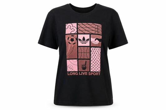 adidas Women's Black Sports Graphic Short Sleeve Cotton T-Shirt M