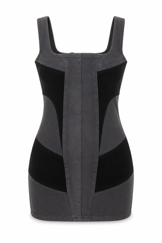 PRETTYLITTLETHING Women’s Grey Bodycon Dress UK 8 Sleeveless Zip Stretch Short