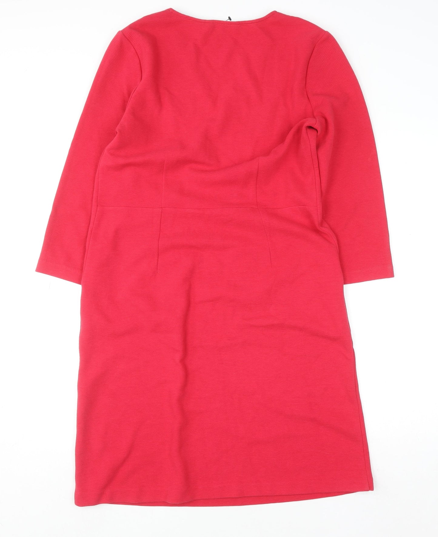 Boden Women Red V-Neck 3/4 Sleeve Knee Length Shift Dress Size 12R