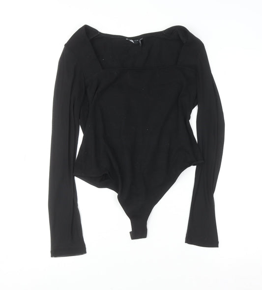 ASOS Design Women Black Size 14 Long Sleeve Bodysuit Jumpsuit