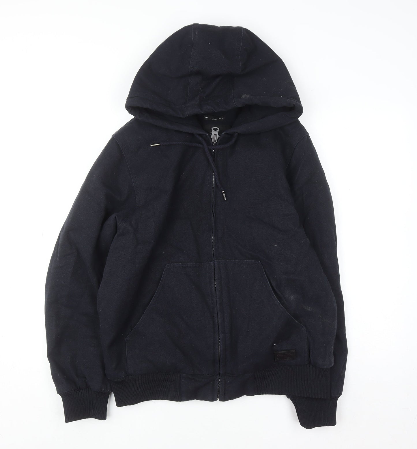 Original Denim Men's Black Hooded Cotton Full Zip Jacket Size L