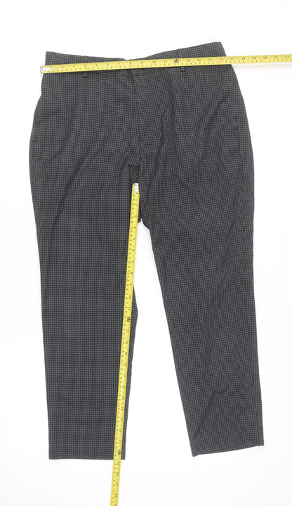 New Look Men Grey Check Regular Fit Trousers Size 36R