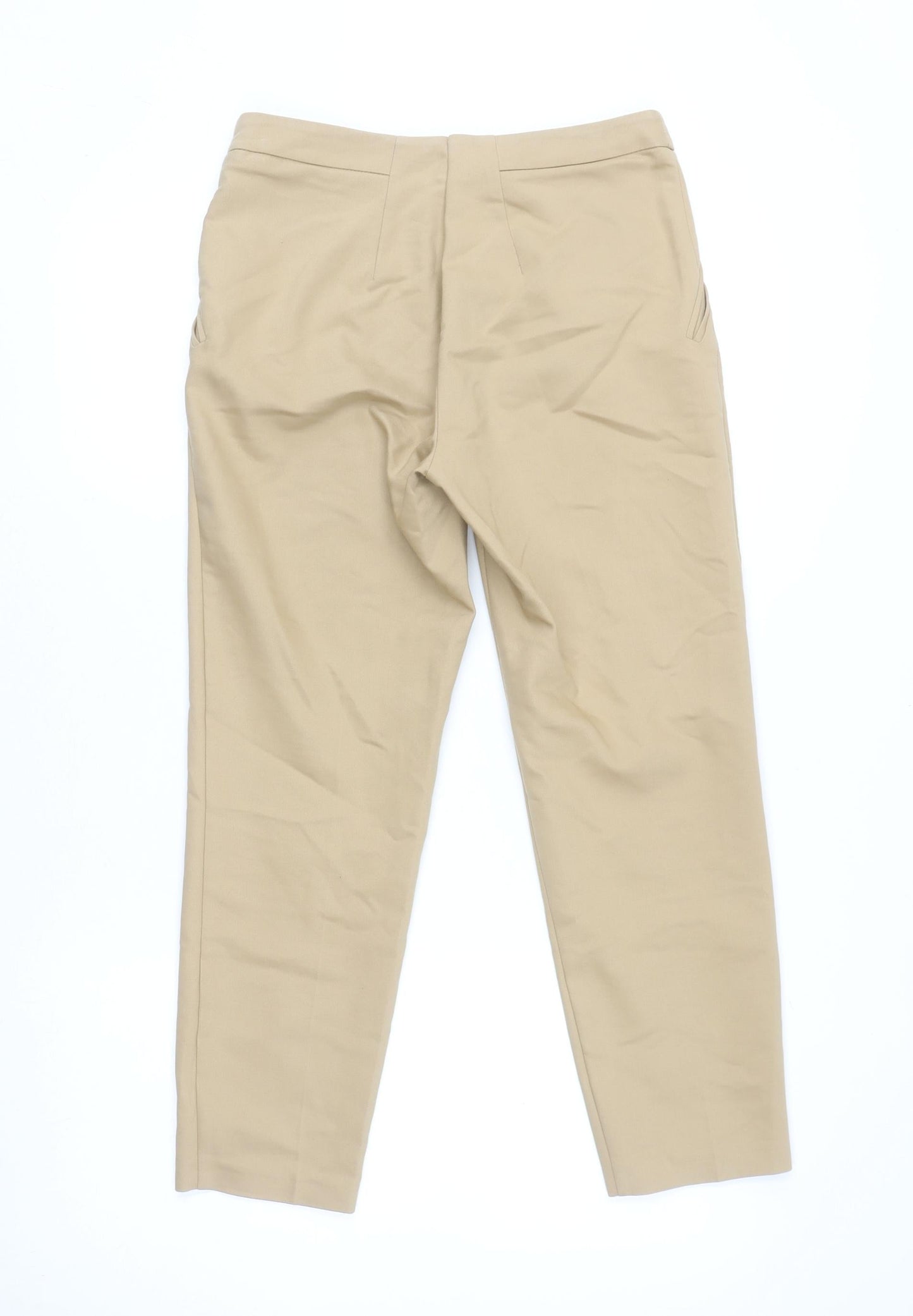 Topshop Women Beige Chino Tapered Trousers Size 10 Stretch Comfort