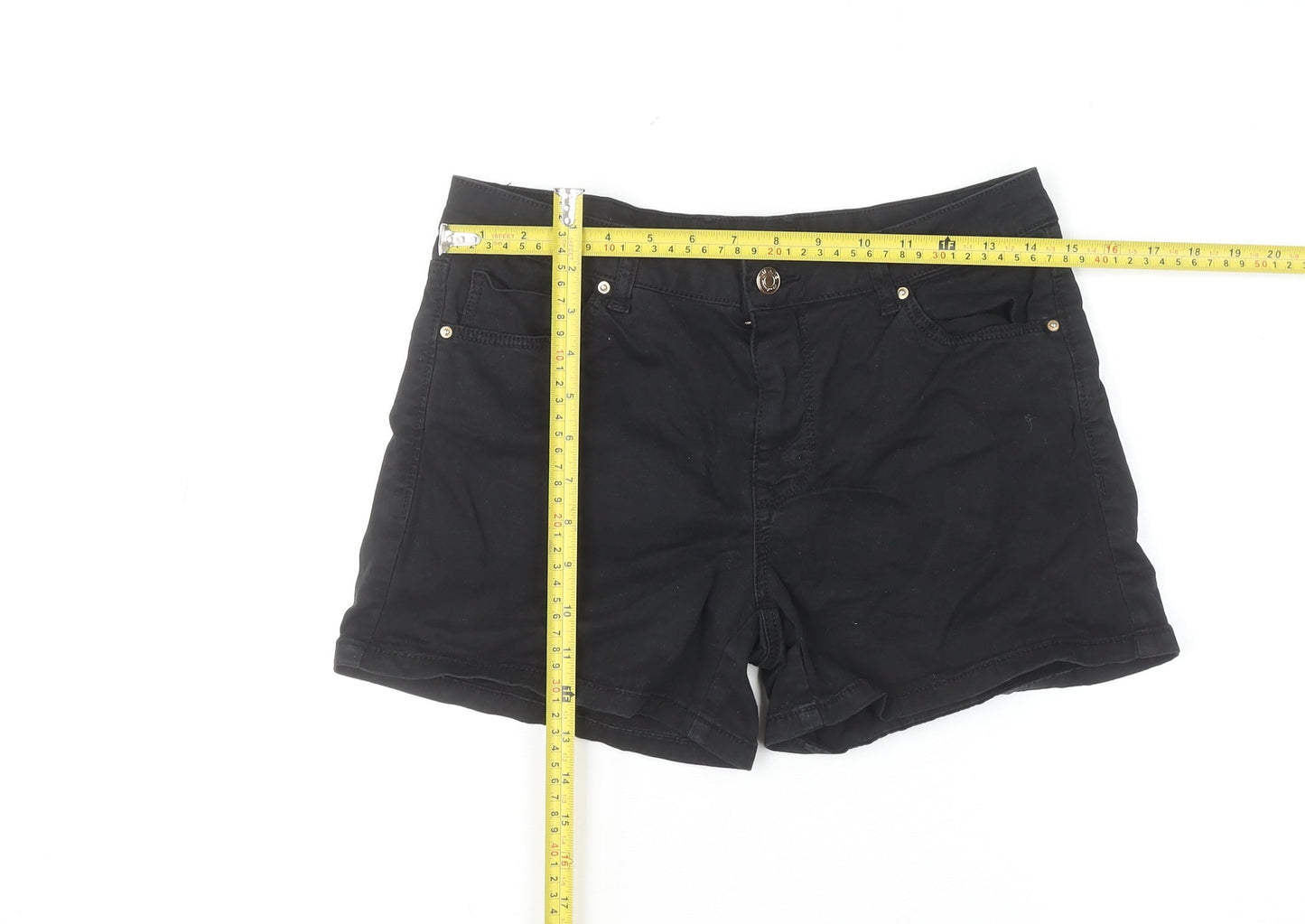 Stradivarius Women Black Denim Shorts Size 8 5-Pocket Style