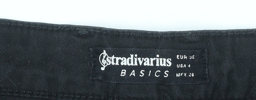 Stradivarius Women Black Denim Shorts Size 8 5-Pocket Style