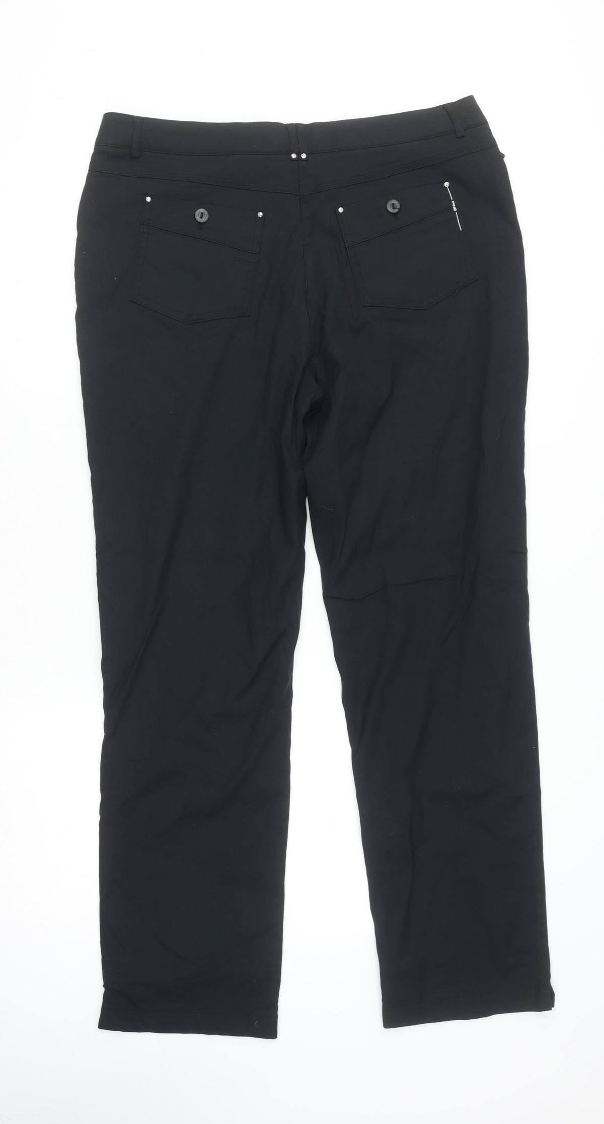 Pink Collection Women's Black Stretch Cotton Straight Trousers Size 14