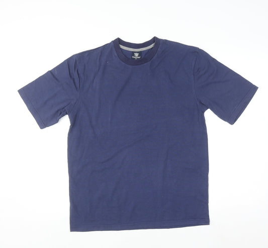 CargoBay Men's Navy Blue Crew Neck Short Sleeve Cotton Blend T-Shirt Size S
