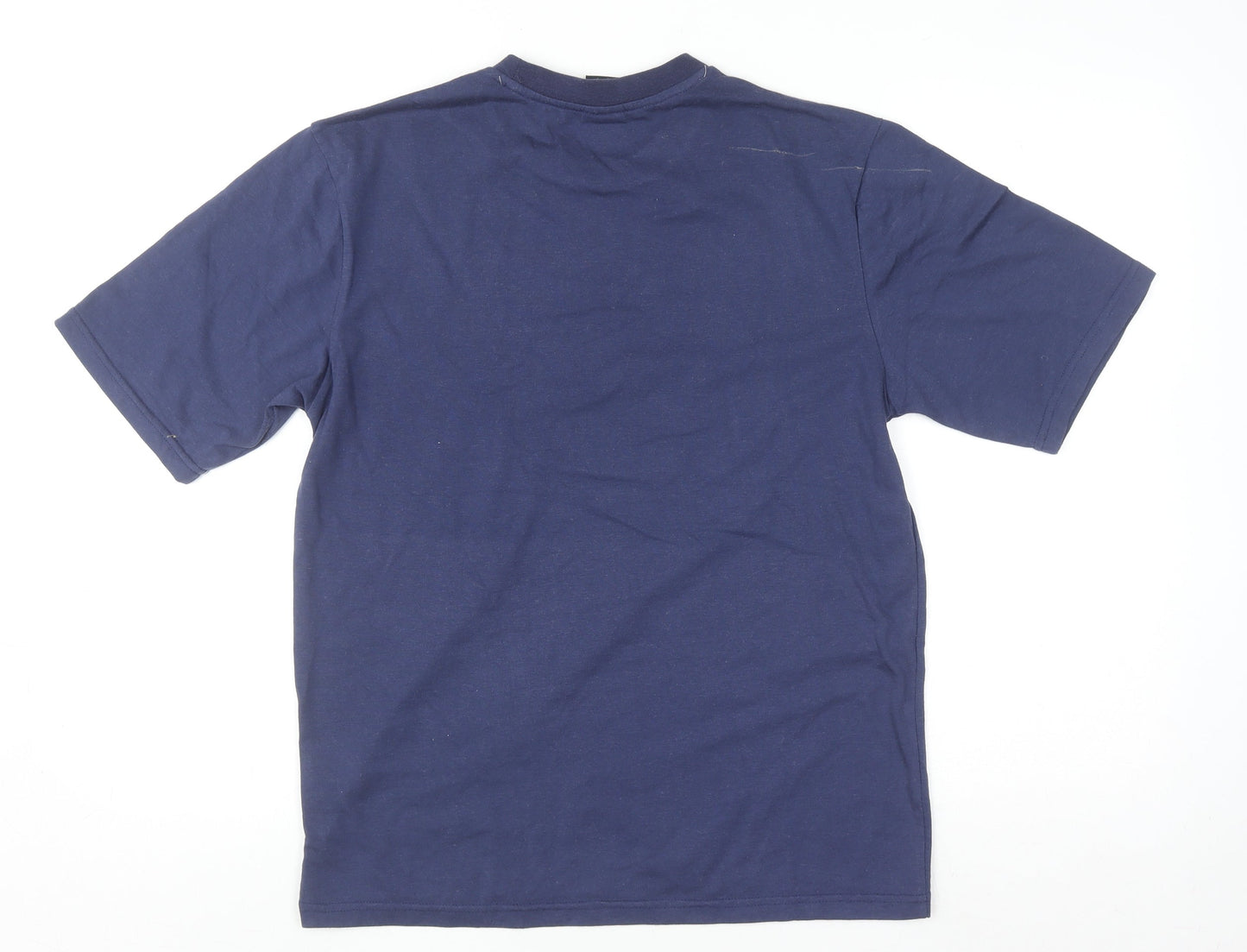 CargoBay Men's Navy Blue Crew Neck Short Sleeve Cotton Blend T-Shirt Size S