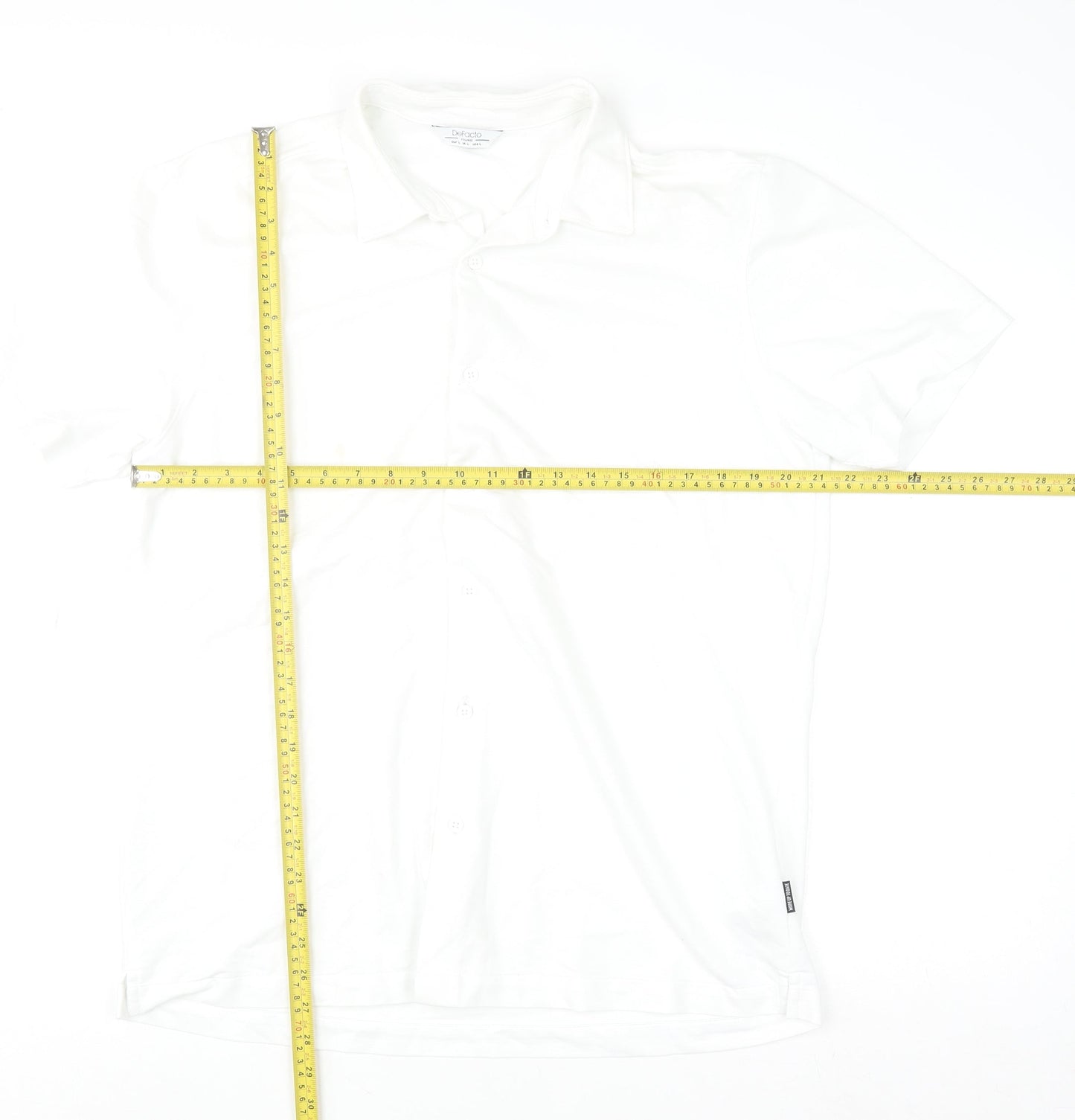 DeFacto Men's White Cotton Stretch Regular Fit Short Sleeve Polo L