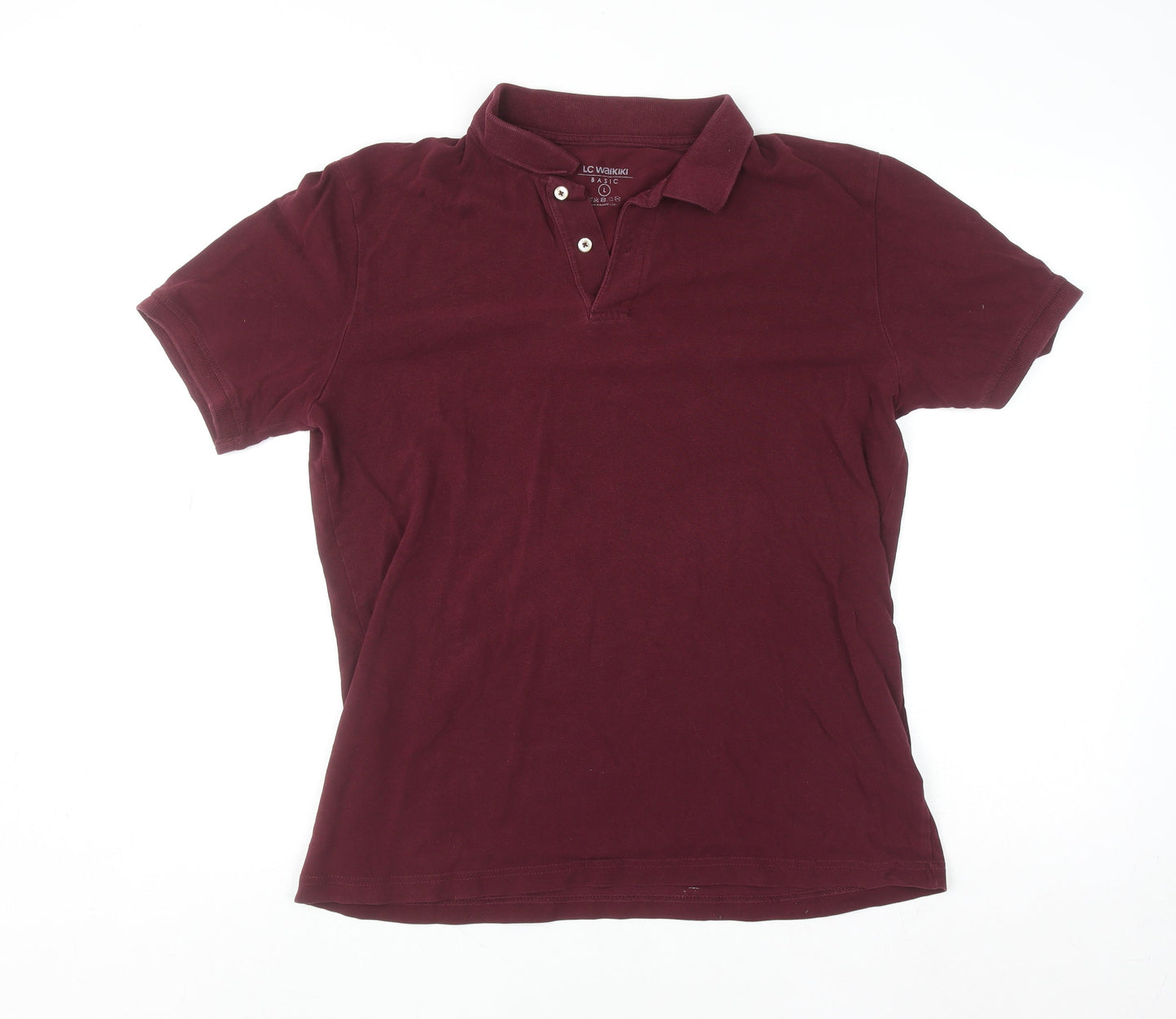 LC Waikiki Men's Red Cotton Short Sleeve Polo Shirt Size L