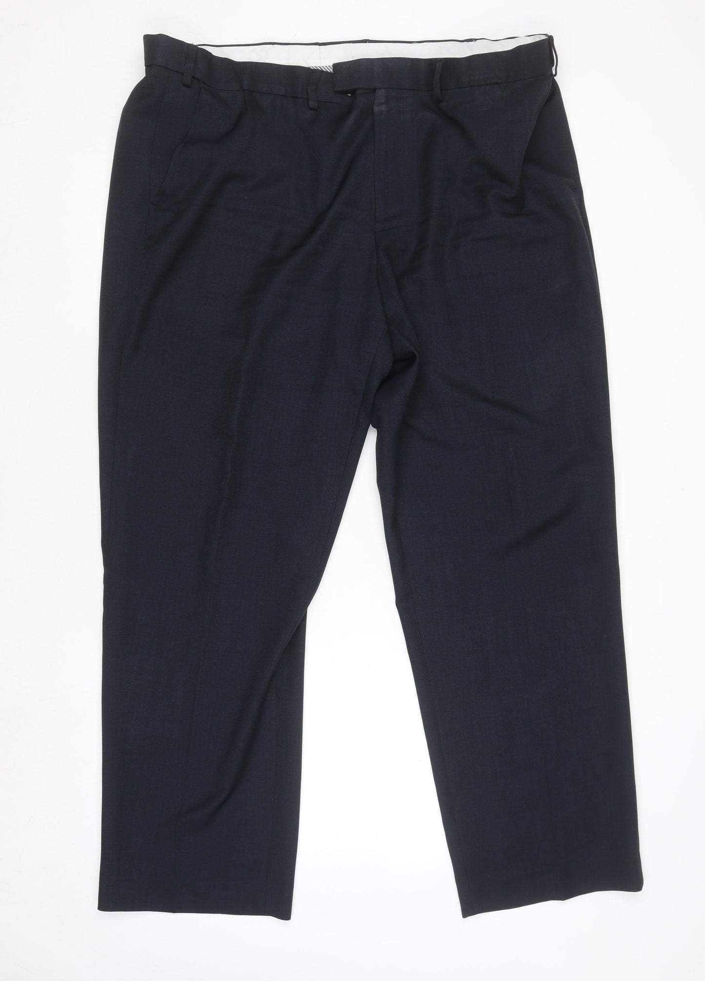 Dunnes Stores Men's Navy 42in Regular Fit Dress Trousers