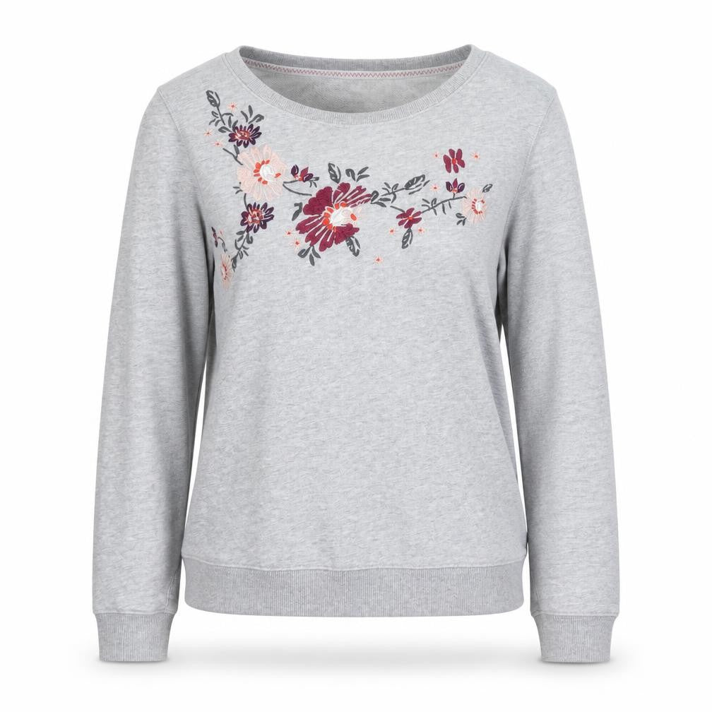 Mantaray Women's Grey Floral Embroidered Jumper Size 12