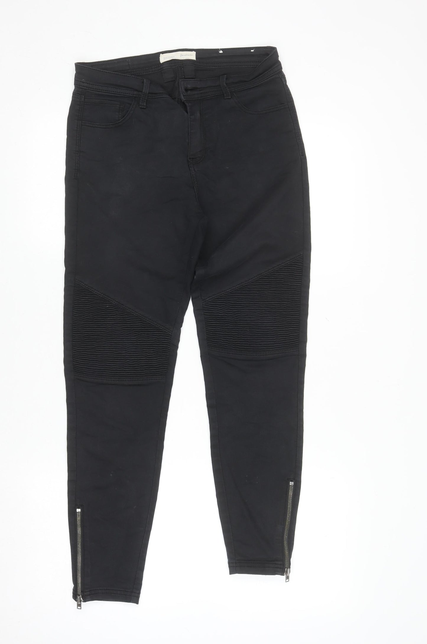 Stradivarius Womens Black Skinny Jeans Zip Ankle Stretch Size 12