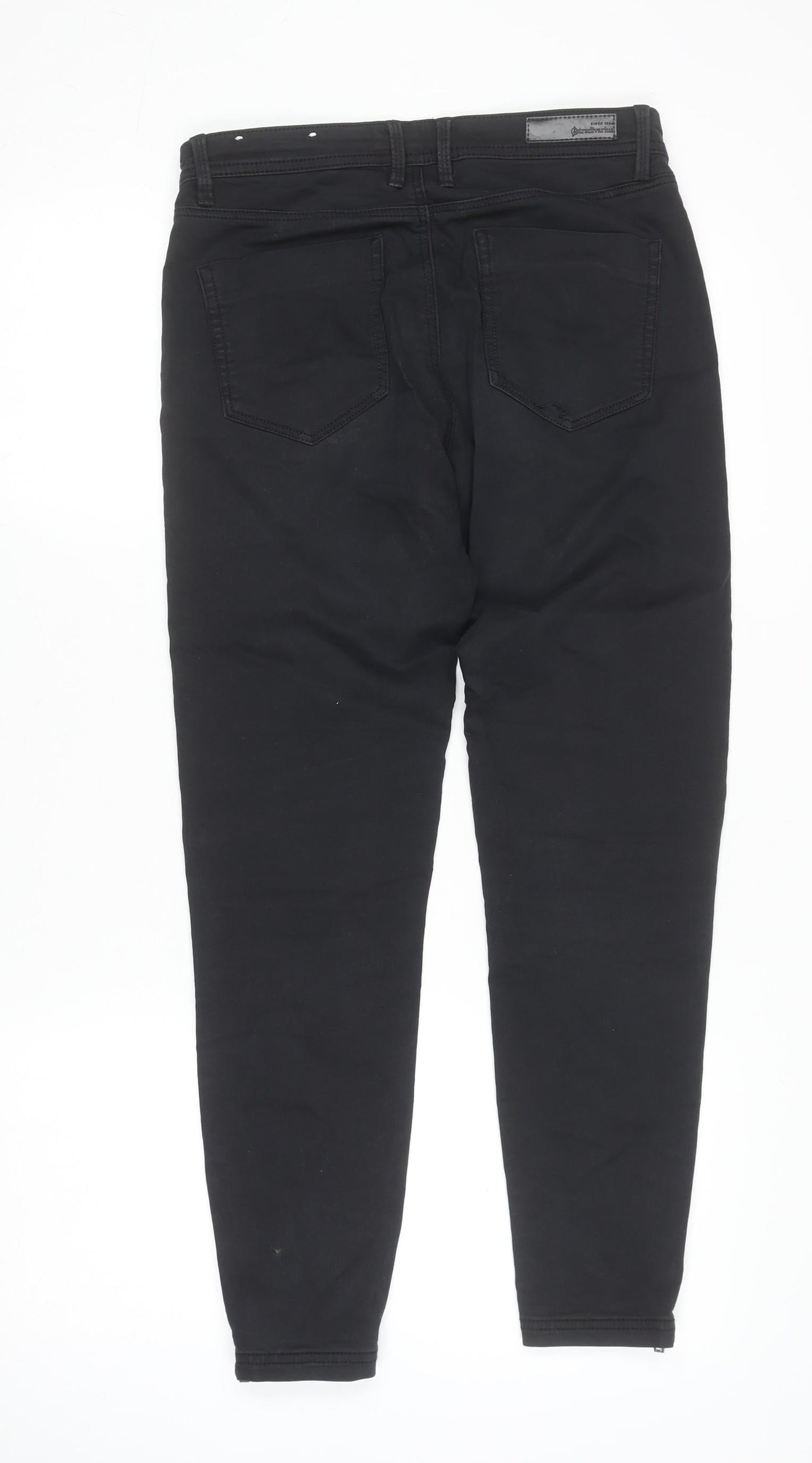 Stradivarius Womens Black Skinny Jeans Zip Ankle Stretch Size 12