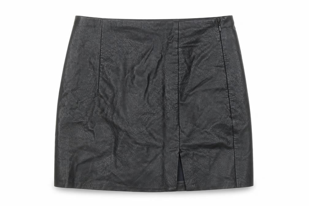 Stradivarius Women Black Faux Leather Short Pencil Skirt Size S