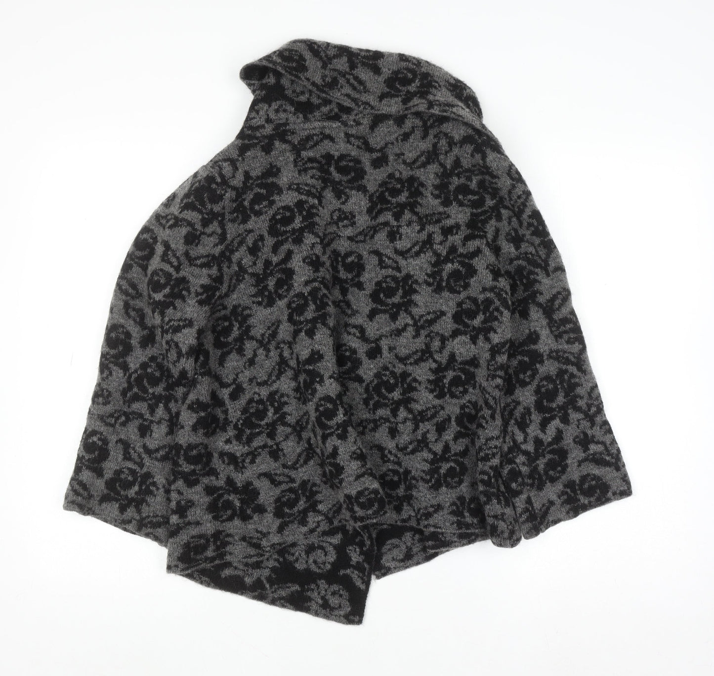 Ellen Tracy Women's Grey Floral Knit Open Cardigan Size M