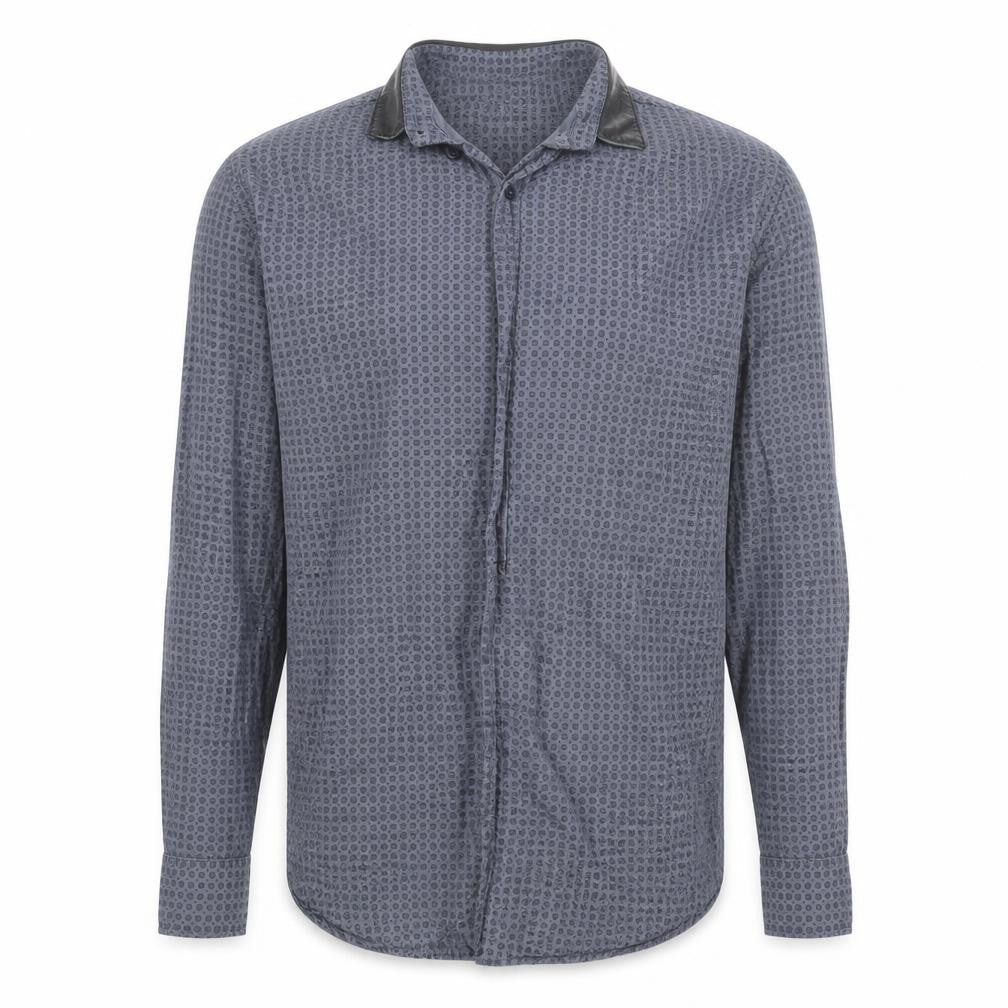 Diesel Men's Blue Geometric Cotton Long Sleeve Button-Up Shirt XL