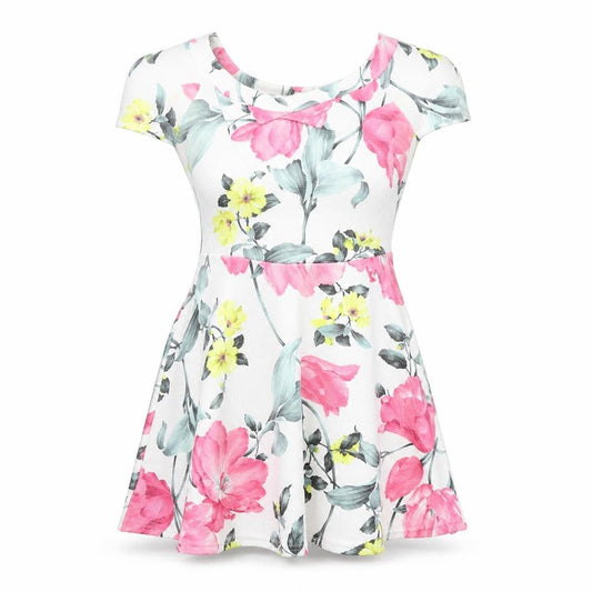 Quiz Womens Multicoloured Floral Skater Dress Size 12 Short Sleeve