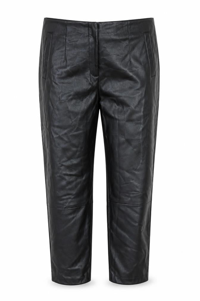 Gallery Women Black Faux Leather Straight Leg Trousers Size 16
