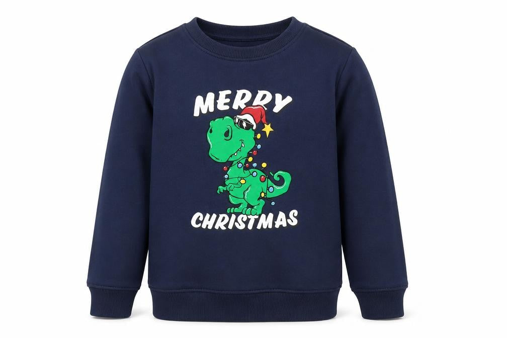 Dunnes Stores Boys Blue Christmas Dinosaur Pullover Sweatshirt 8-9 Years