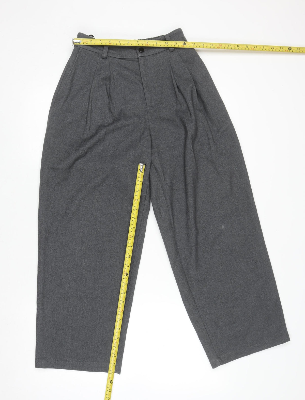 SC Women Grey Pleated Wide-Leg Trousers Size S Workwear