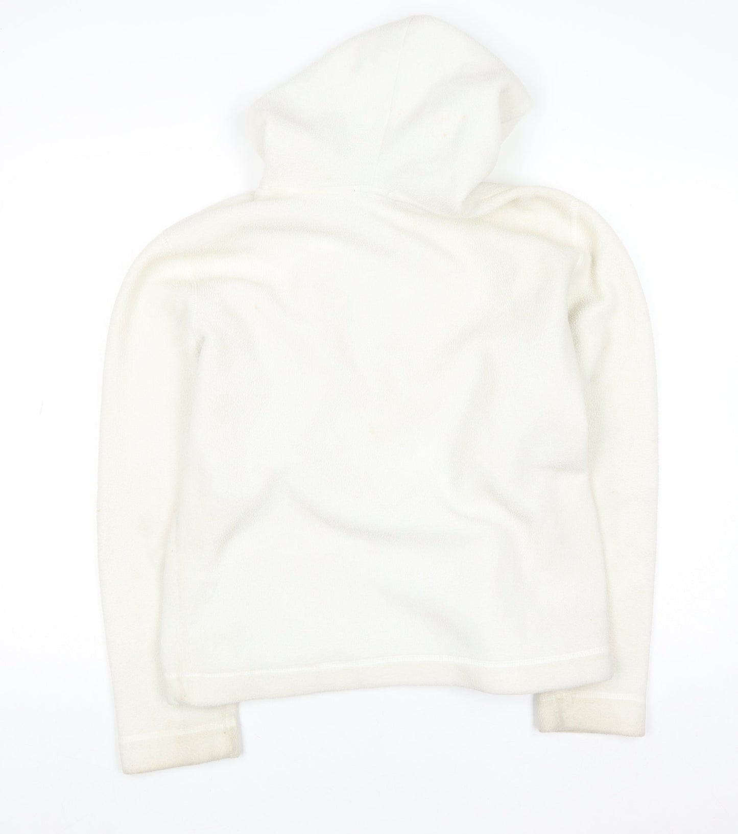GAP Women Ivory Full Zip Fleece Hoodie Size L Polyester Blend