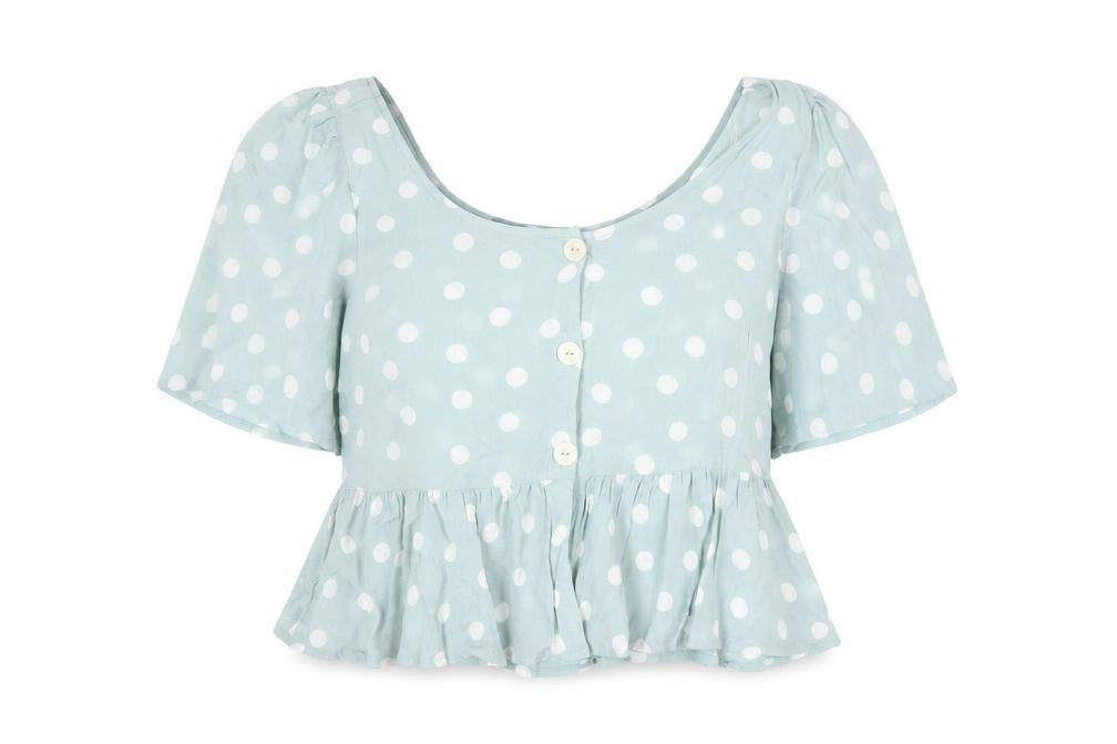 Primark Women’s Blue Polka Dot Cropped Blouse Size 18 Viscose