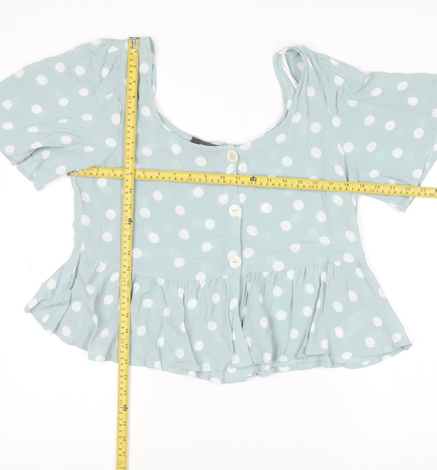 Primark Women’s Blue Polka Dot Cropped Blouse Size 18 Viscose