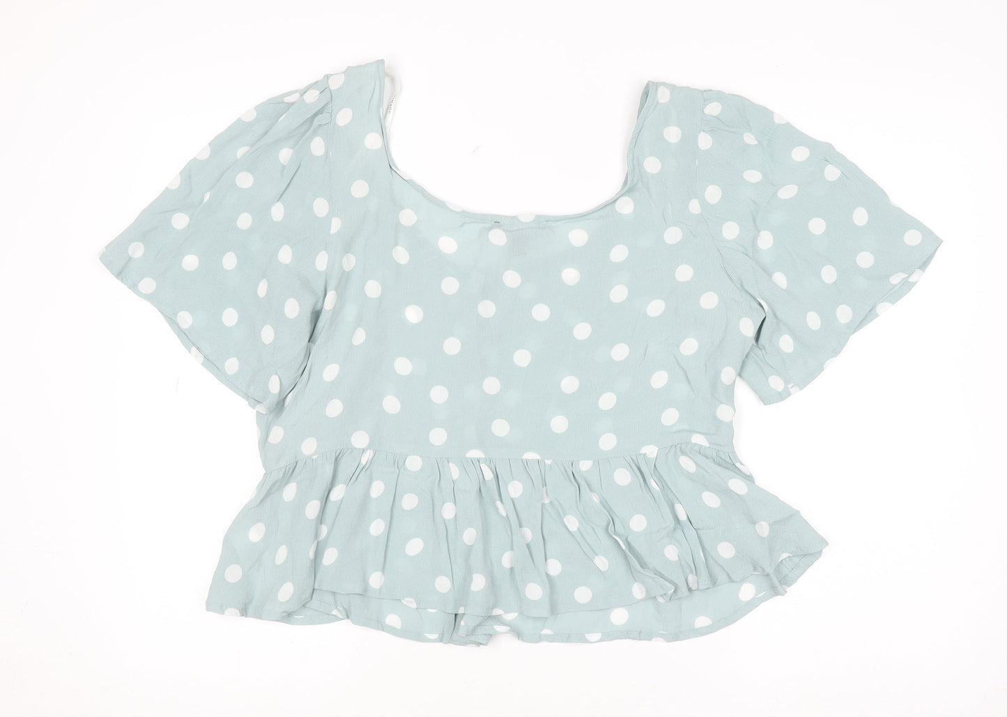 Primark Women’s Blue Polka Dot Cropped Blouse Size 18 Viscose