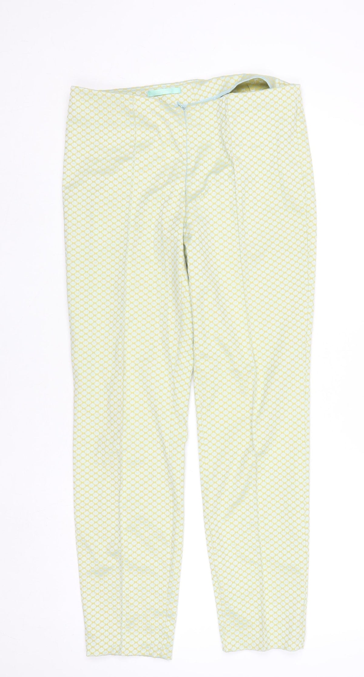 Steilmann Women’s Yellow Geometric Slim Tapered Trousers Size 12