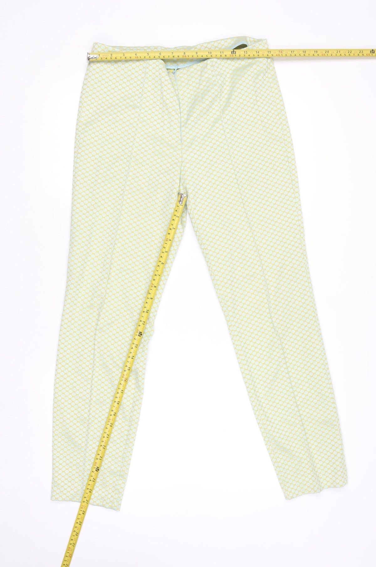 Steilmann Women’s Yellow Geometric Slim Tapered Trousers Size 12