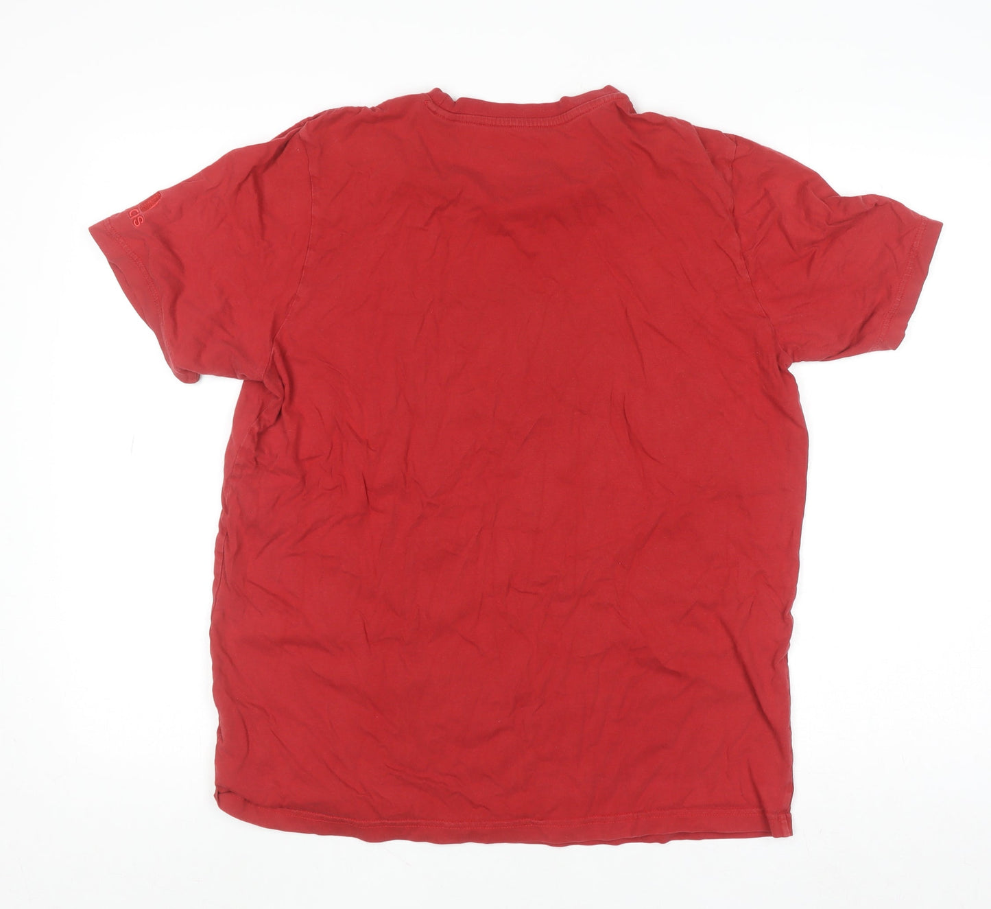 Adidas Men's Red Logo Graphic Cotton Crew Neck T-Shirt Size M
