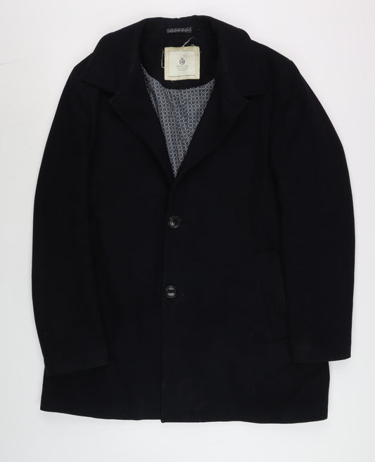 Capelli & Co Men's Black Wool Blend Mid-Length Overcoat Size 44
