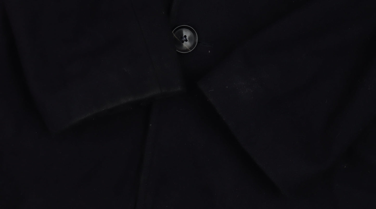 Capelli & Co Men's Black Wool Blend Mid-Length Overcoat Size 44