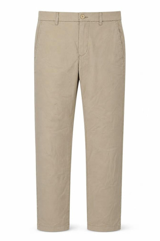 Front view of St. Bernard for Dunnes Stores Men's Beige Slim Fit Chino Trousers 30W 30L