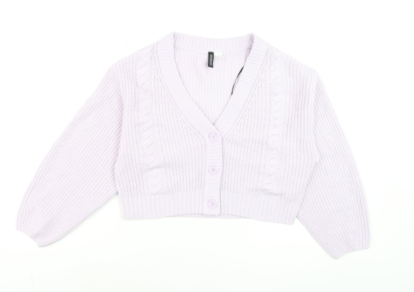 H&M Womens Purple Cable Knit Button Cardigan Size 12
