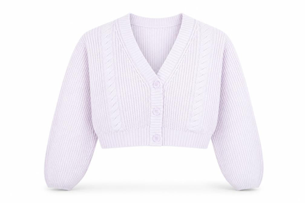 H&M Womens Purple Cable Knit Button Cardigan Size 12