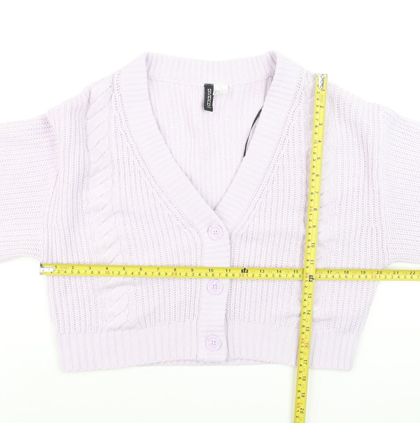 H&M Womens Purple Cable Knit Button Cardigan Size 12