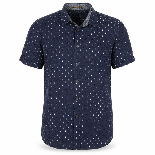 Ted Baker Men’s Blue Nautical Print Short Sleeve Button-Up Shirt M