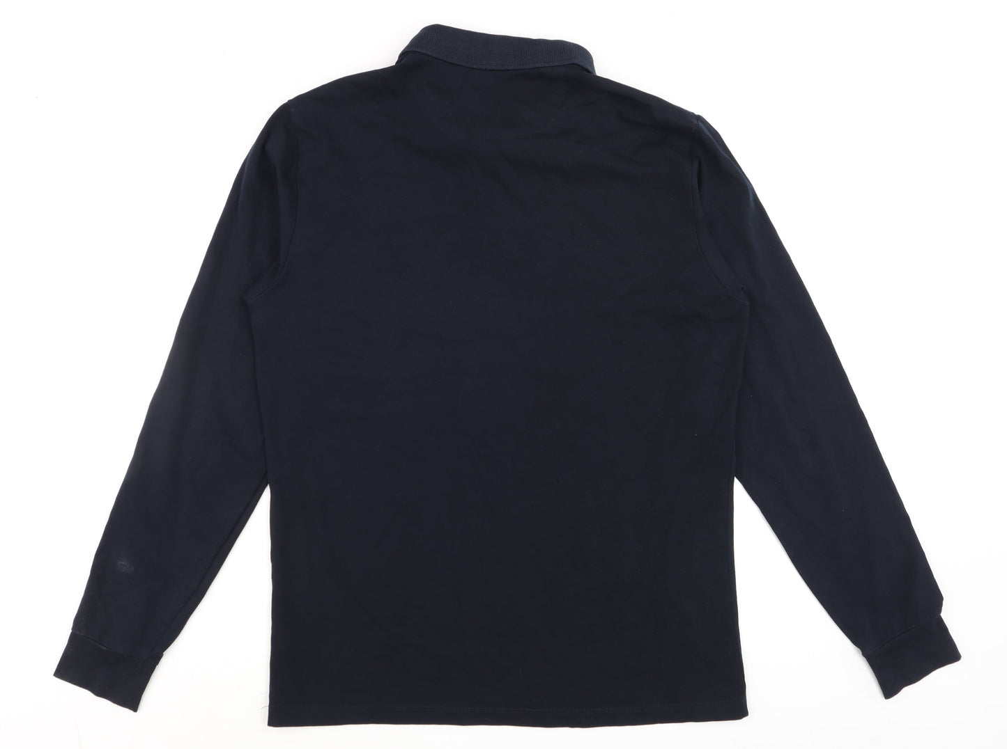 Remus Uomo Men's Black Long Sleeve Polo Shirt Size L Cotton Stretch