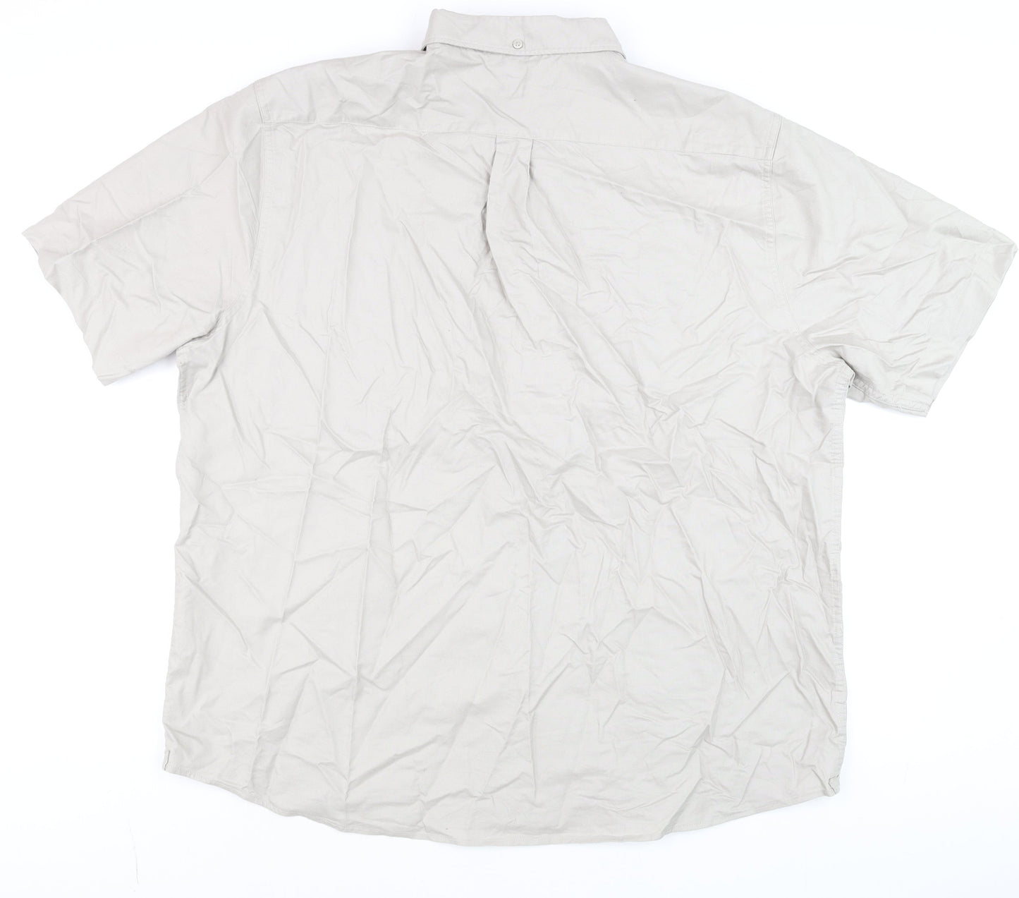 Dunnes Stores Men’s Beige 2XL Regular Fit Short Sleeve Cotton Shirt